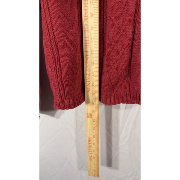 eddie bauer turtleneck Chunky Cable Knit Sweater Red Size L Short Length - Picture 7 of 12